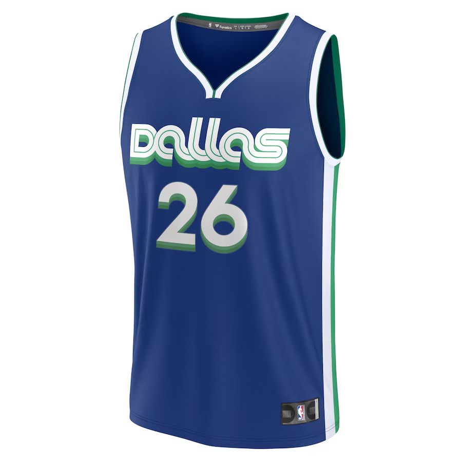 Men Dallas Mavericks 26 Spencer Dinwiddie Fanatics Branded Blue 2022-23 Fastbreak NBA Jersey